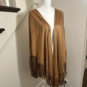 White House Black Market Camel Fringe Wrap
